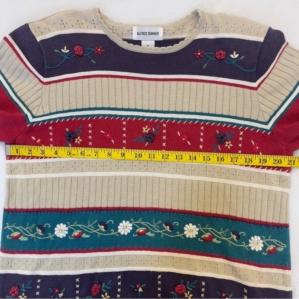 Vintage 90’s Alfred Dunner Floral Embroidered Knit Top Women’s Medium - Picture 8 of 9